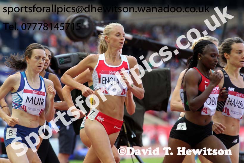 Hannah England (Engand) womens 1500 metres heats at the Commonwealth Games, Glasgow. Photo: David T. Hewitson/Sports for All Pics